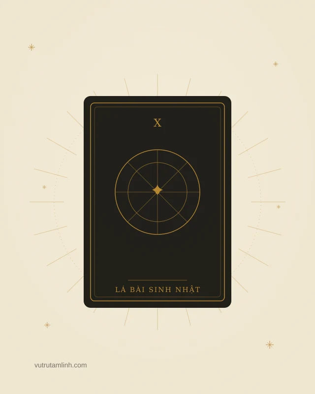 Minh họa lá bài Tarot tỏa sáng giữa các vì sao, tượng trưng cho lá bài sinh nhật